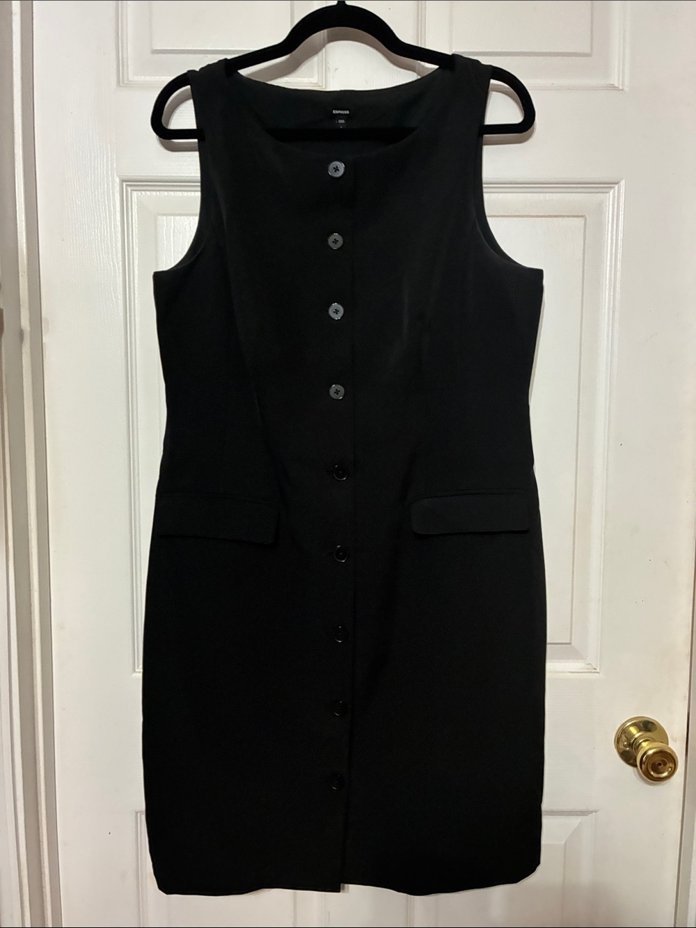 Express Black Sleeveless Button-Front Midi Dress